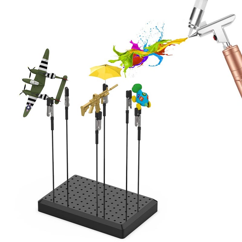 Actekart Painting Stand Base Holder and 12PCS Alligator Clip Sticks Set (with Sturdy Rubber Tips) Modeling Tools for Airbrush Spray  for Gundam Hobby Model Parts Assemble  for DIY Card Photo Memo - Image 3